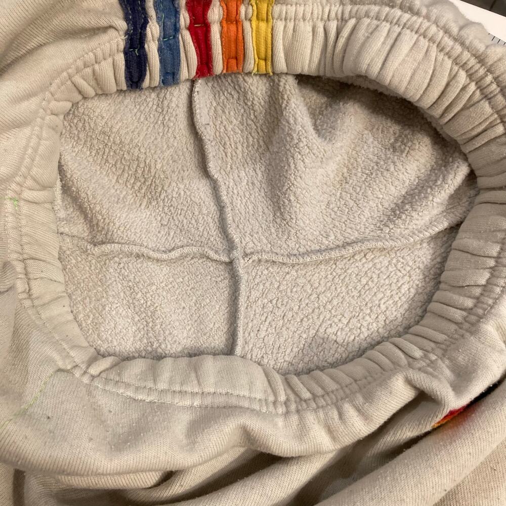 AVIATOR NATION Sweatpants S Cream Rainbow-Stripes Logo-Embroidery Jogger USA - Picture 13 of 14